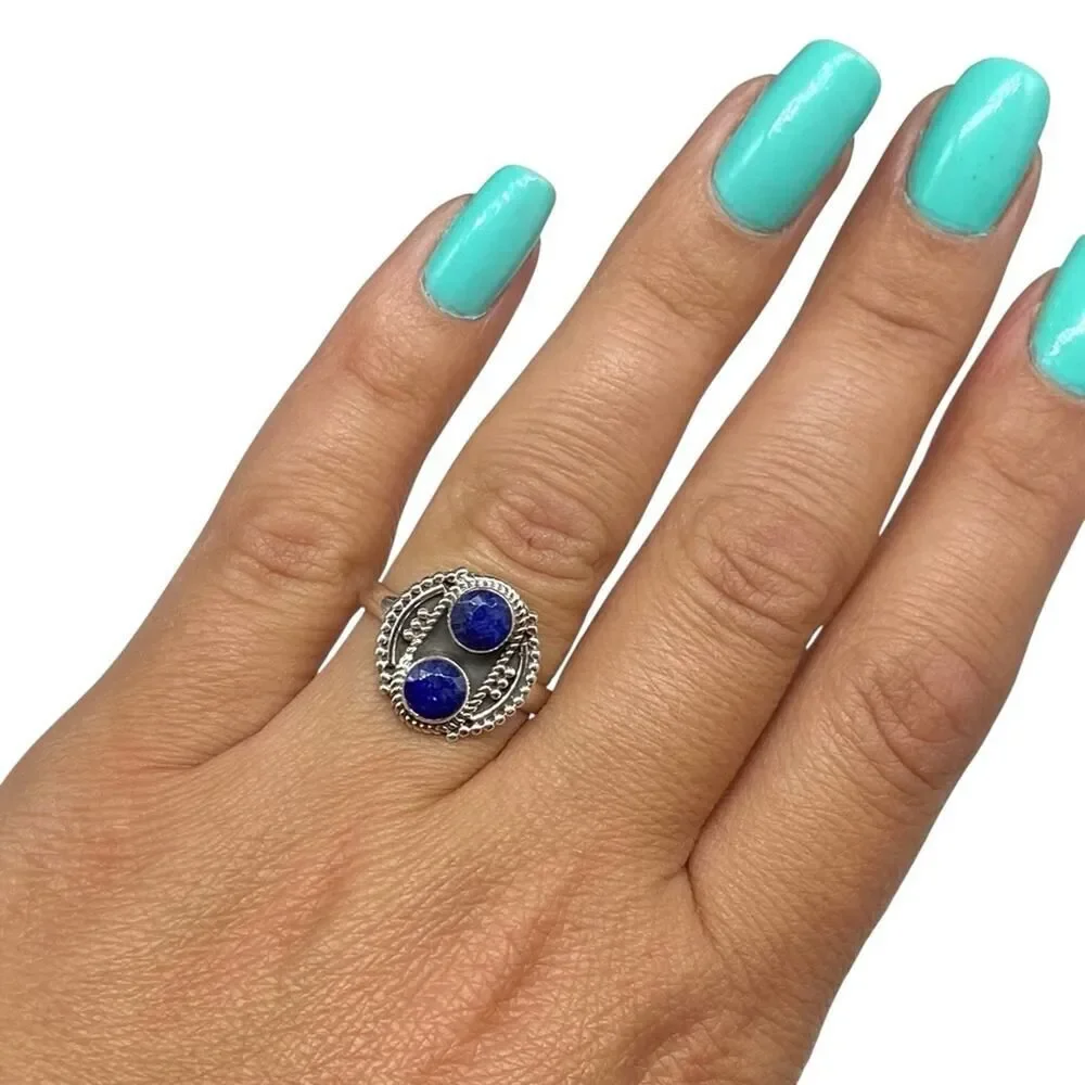 Sapphire Ring Size 7.5 Solid 925 Sterling Silver